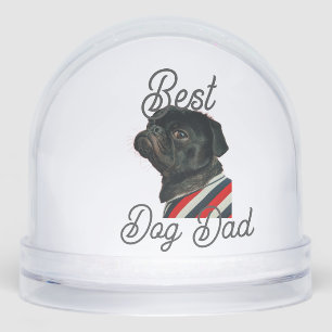 Best dog dad parents grandparents photo pet gray n snow globe