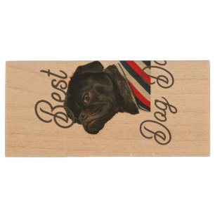 Best dog dad parents grandparents photo pet gray n wood flash drive