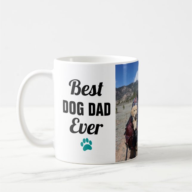 Best Dog Dad | Paw Print 3 Photo Collage Coffee Mug (Left)