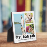 BEST DOG DAD Paw Print 3 Photo Collage Plaque<br><div class="desc">Recognize the BEST DOG DAD with a photo collage plaque with 3 pictures of his furry best friend and personalize with your custom text. The design features modern, creative paw print typography for the title. PHOTO TIP: Choose photos with the subject in the middle and/or pre-crop into a similar shape...</div>