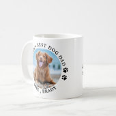 Best Dog Dad Paw Prints Personalized Pet Photo Coffee Mug (Front Left)