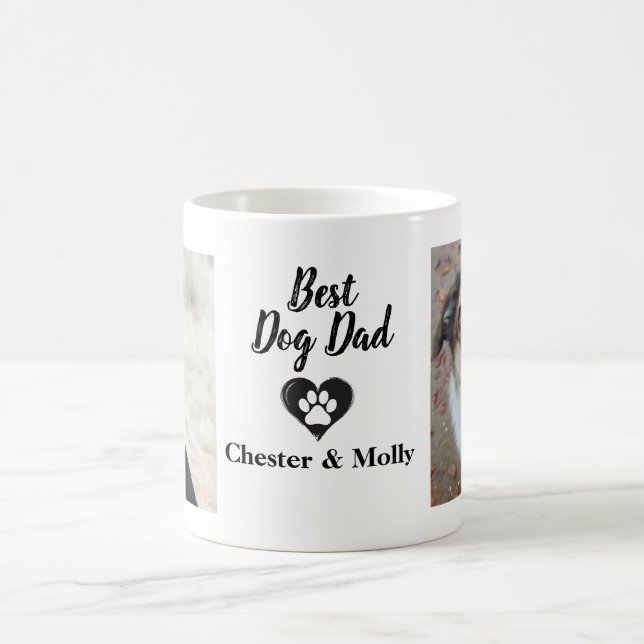 Best Dog Dad Personalized Pet Custom Photo Text Coffee Mug (Center)