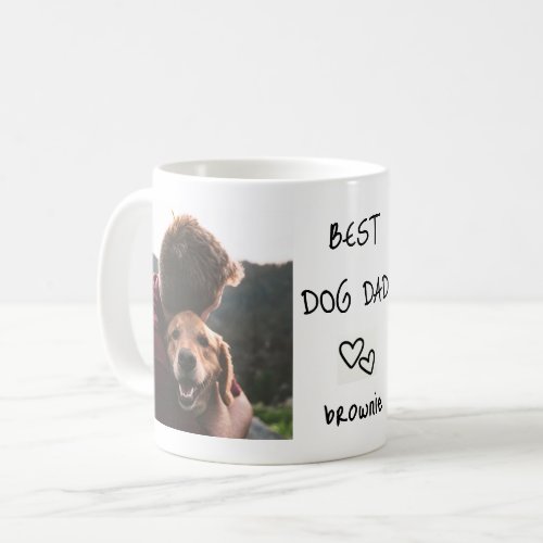 Best Dog Dad Personalized Pet Name 2 Photo Collage Coffee Mug