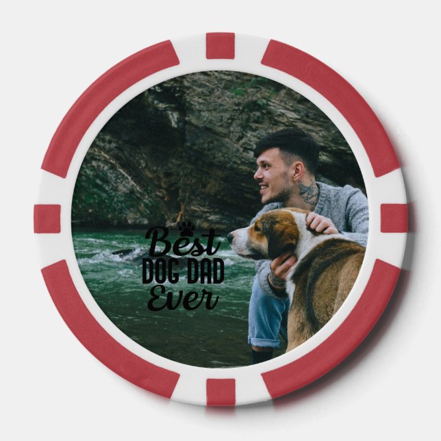 Best Dog Dad Personalized Photo Father's Day Poker Chips (Front)