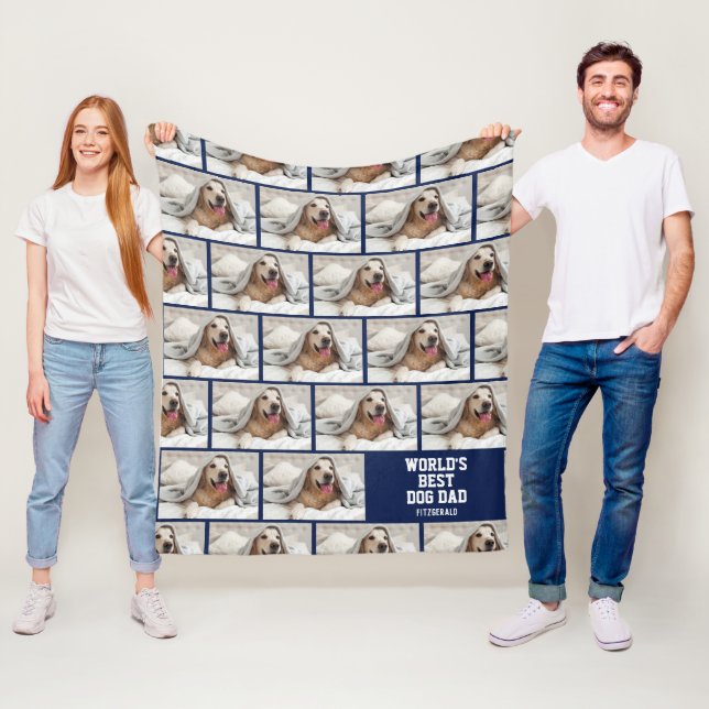 BEST DOG DAD Personalized Photo Fleece Blanket (In Situ)