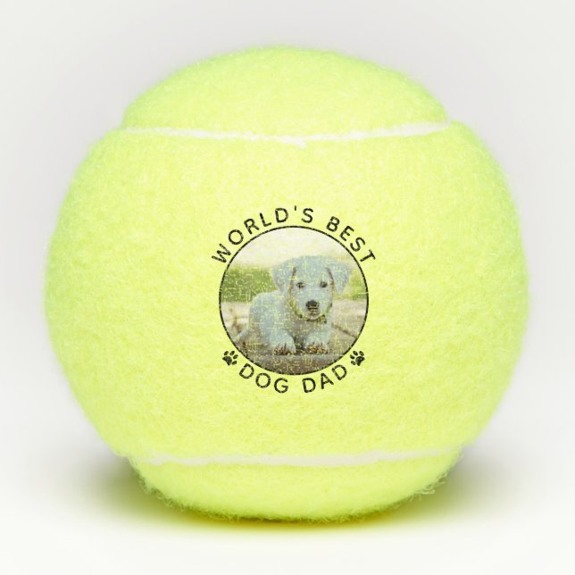 Best Dog Dad Personalized Photo Tennis Balls (Front)