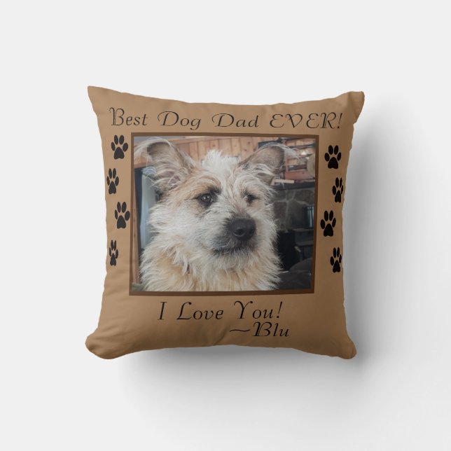 Best Dog Dad Personalized Throw Pillow (Front)