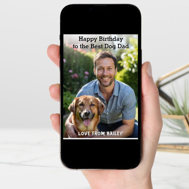 Best Dog Dad Pet Photo Happy Birthday Card (Front Digital)