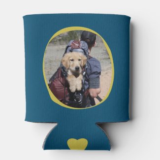 Best Dog Dad Pet Photo Paw Print Text Custom color Can Cooler