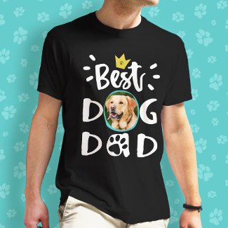 Best Dog Dad Pet Photo Paw Print White Text Fun