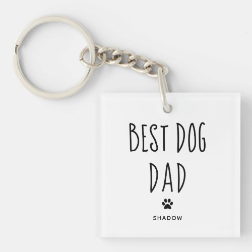 Best Dog Dad  Photo Back and Handwritten Text Keychain
