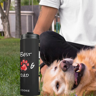 Best Dog Dad Photo Collage Custom Black Thermal Tumbler