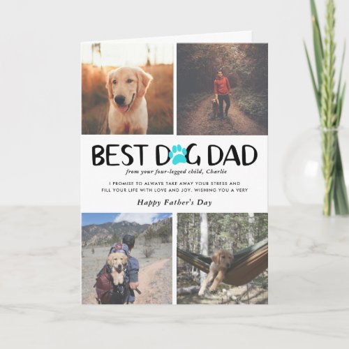 Best Dog Dad  Photo Collage Fathers Day Card