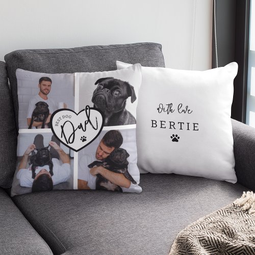 Best Dog Dad  Photo Collage Throw Pillow