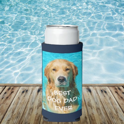 Best Dog Dad Photo  Seltzer Can Cooler