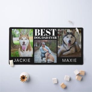 Best Dog Dad Simple Three Photo Collage Black  Desk Mat