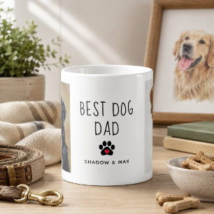 Best Dog Dad   Two Photo Handwritten Text Coffee Frosted Glass Coffee Mug