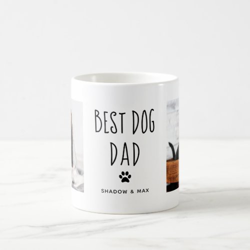 Best Dog Dad  Two Photo Handwritten Text Coffee Mug