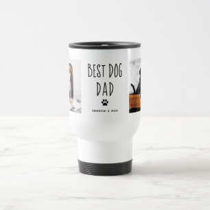 Best Dog Dad Two Photo Handwritten Text Travel Mug