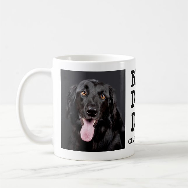 Best Dog Dad / Two Photo & Text Custom Coffee Mug (Left)