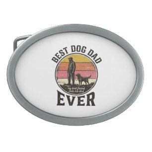 Best Dog Dad Vintage Sunset Vector Design_1 Belt Buckle