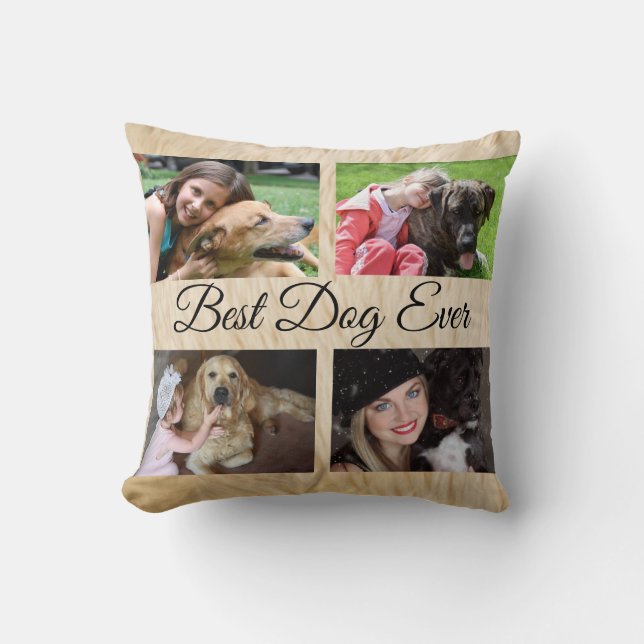 Best Dog Ever Custom 4 Dog Photo Collage Throw Pillow (Front)