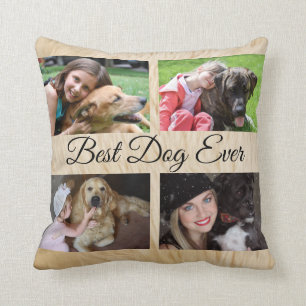 Best Dog Ever Custom 4 Dog Photo Collage Throw Pillow