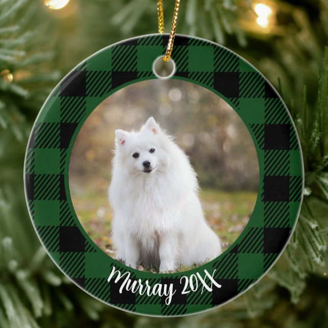 Best Dog Ever Custom Name Green Christmas  Ceramic Ornament (Creator Uploaded)