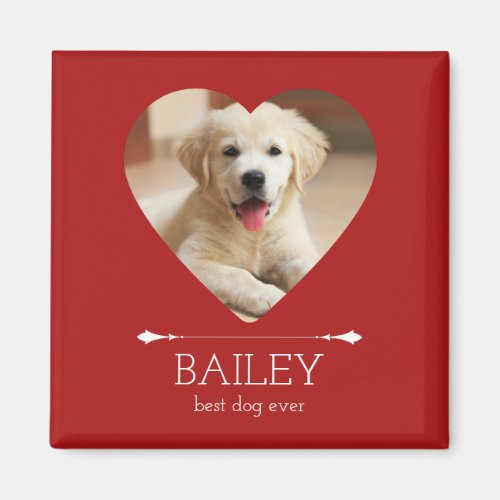 Best Dog Ever Custom Photo Red Magnet