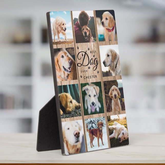 Best Dog Ever Farmhouse Rustic Photo Collage Wood Plaque (Creator Uploaded)
