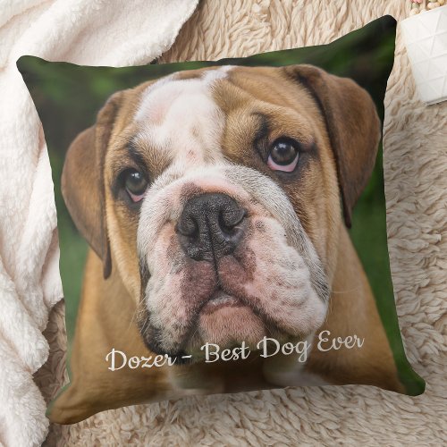 Best Dog Ever Modern Personalized Pet Photo Throw Pillow