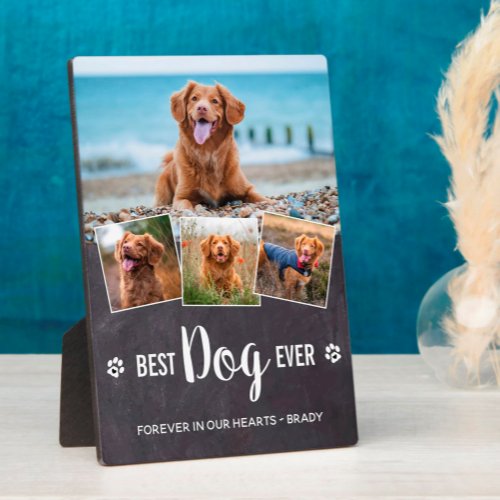 Best Dog Ever Modern Photo Collage Pet Memorial Plaque