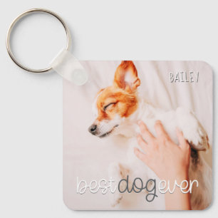 Best Dog Ever Modern Playful Simple Chic Pet Photo Keychain