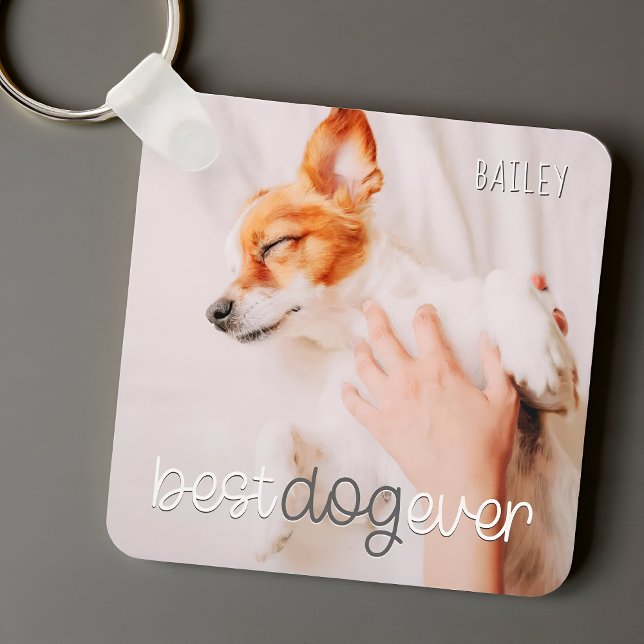 Best Dog Ever Modern Playful Simple Chic Pet Photo Keychain (Creator Uploaded)