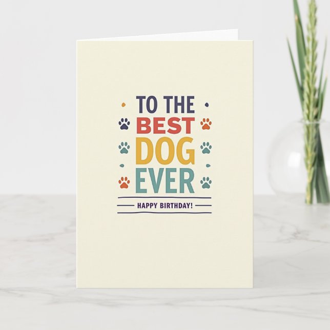 Best Dog Ever Paw Print Card (Front)