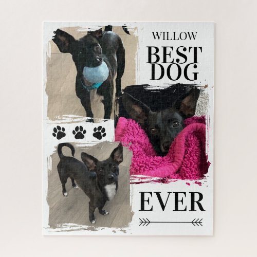 Best Dog Ever Paw Print Photo Personalized Jigsaw Puzzle