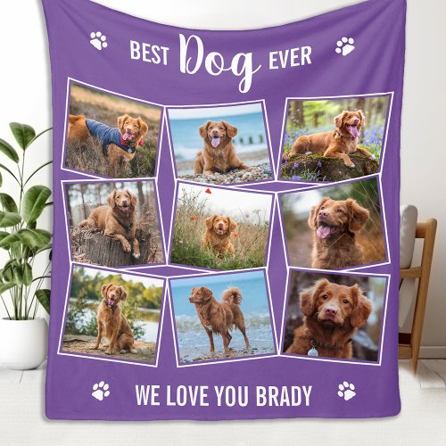Best DOG Ever Personalized Pet Photo Collage Fleece Blanket