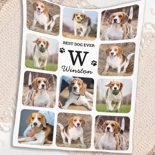 Best Dog Ever Personalized Pet Photo Collage Fleece Blanket