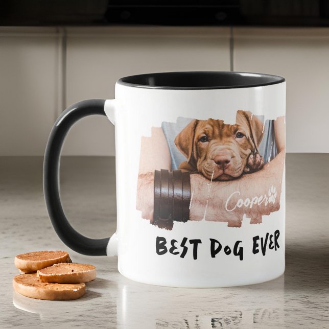 Best Dog Ever Pet's Modern Grunge Cool Photo Paw Mug (Creator Uploaded)