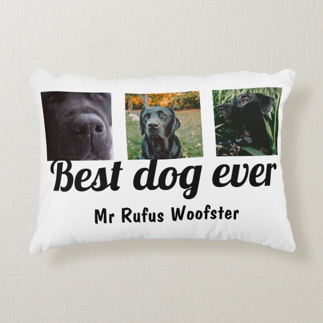 Best Dog Ever Photo and Text Custom Personalized Accent Pillow (Front)