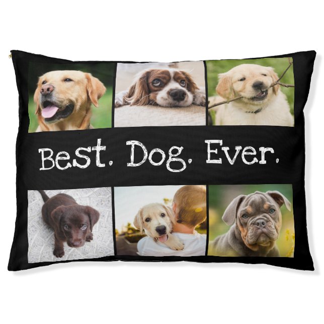 Best Dog Ever Photo Collage Dog Bed in Black (Front)