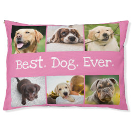 Best Dog Ever Photo Collage Dog Bed in Pink