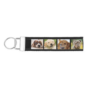 Best Dog Ever Photo Collage Fun Black White Wrist Keychain