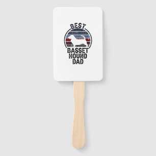 Best Dog Father Dad - Vintage Basset Hound Hand Fan