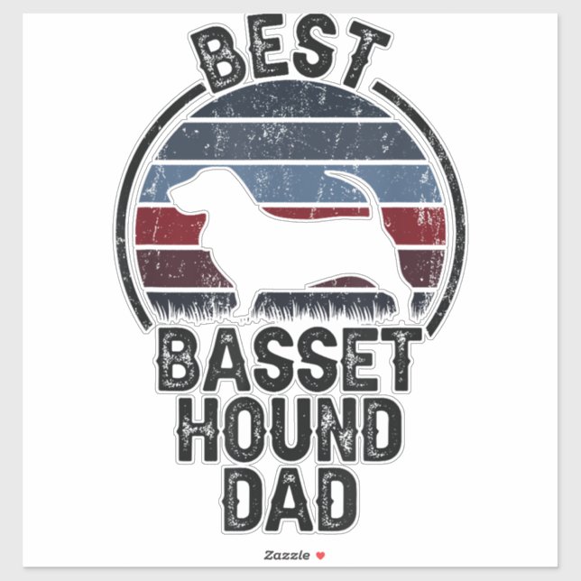 Best Dog Father Dad - Vintage Basset Hound  Sticker (Sheet)