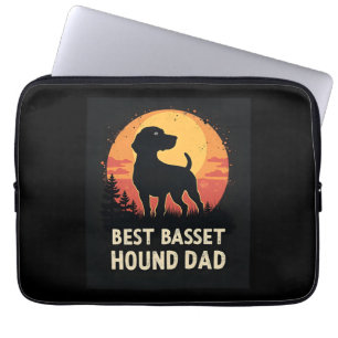 Best Dog Father Dad - Vintage Basset Hound T-Shirt Laptop Sleeve