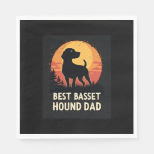 Best Dog Father Dad - Vintage Basset Hound T-Shirt Napkins