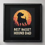 Best Dog Father Dad - Vintage Basset Hound T-Shirt Peel And Stick Photo Tile