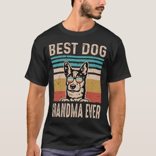 Best Dog GRANDMA EVER Vintage Fathers Day T_Shirt