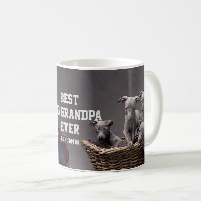 Best Dog Grandpa Ever Custom Photo Coffee Mug (Front Right)